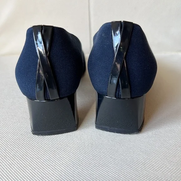 Vaneli Vintage Ibana Open-Toe Navy Pump - Picture 4 of 7